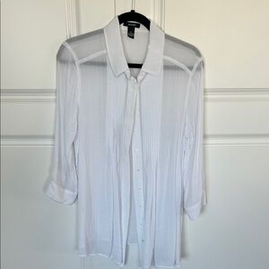 White Sheer Button-Up Shirt